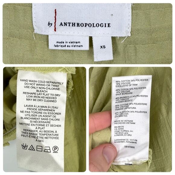 Anthropologie Cropped Bell Sleeve Wrap Top in Green | Size XS - Picture 7 of 7